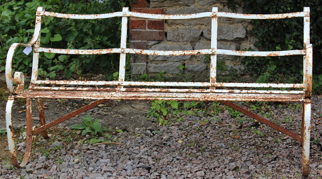 Appraisal: A TH CENTURY WHITE PAINTED WROUGHT IRON GARDEN SEAT with