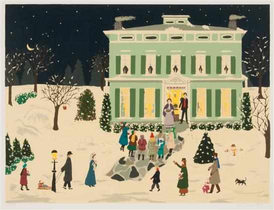 Appraisal: Jane Currie Clark American - ''Christmas Carollers'' color screenprint ed