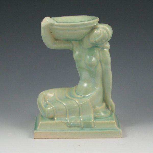 Appraisal: American Encaustic Tile Co semi-nude woman with bowl in green