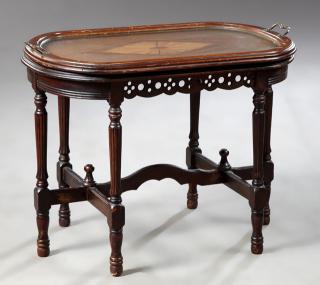 Appraisal: Inlaid Mahogany Tray Top Coffee Table c th Inlaid Mahogany