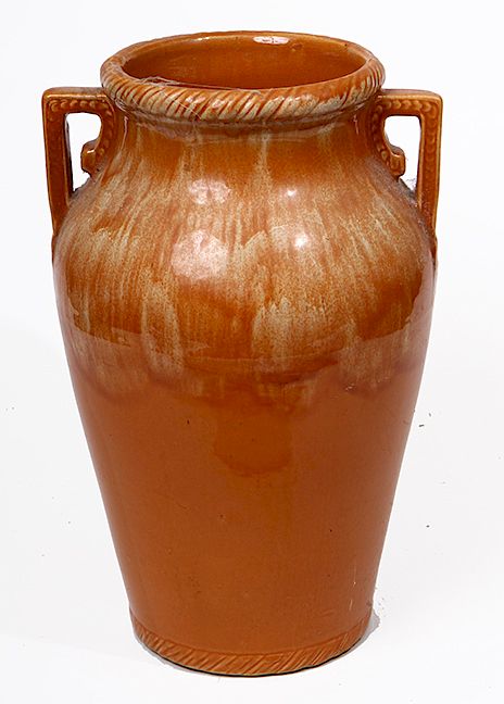 Appraisal: Pottery Vase Glazed vase with handles marked USA on the