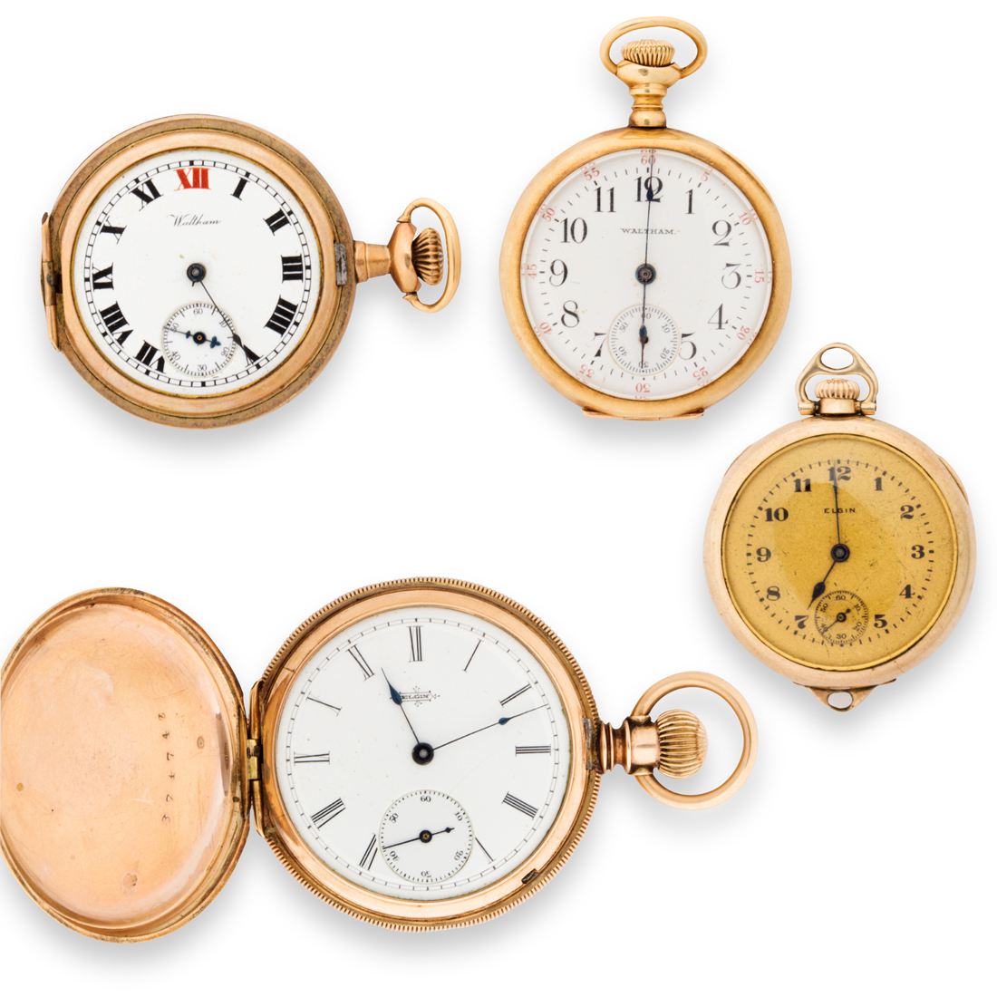 Appraisal: A GROUP OF GOLD OR GOLD-FILLED POCKET WATCHES A group