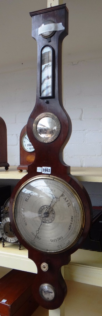 Appraisal: A Victorian rosewood wheel barometer lacking pediment with a dry