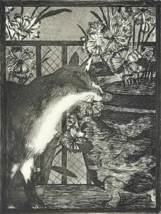 Appraisal: AFTER EDOUARD MANET Le Chat Aux Fleurs etching x cm