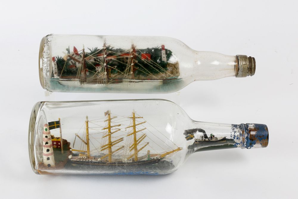 Appraisal: Two Folk Art Ship in Bottles Souvenir Two Folk Art