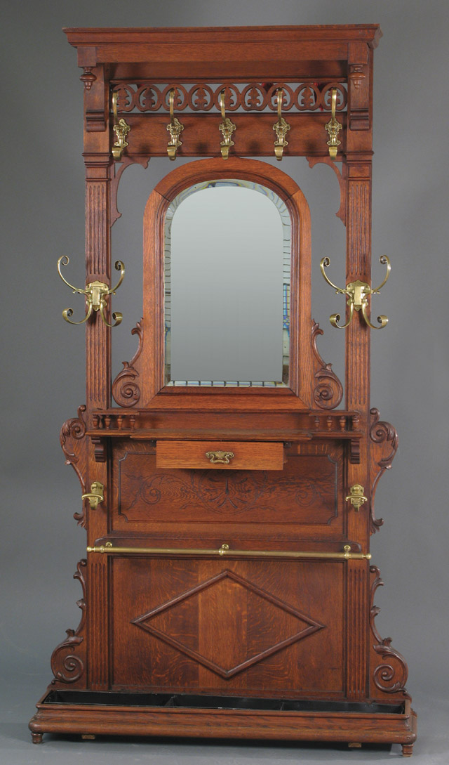 Appraisal: LATE VICTORIAN OAK HALLSTAND late th century having a molded