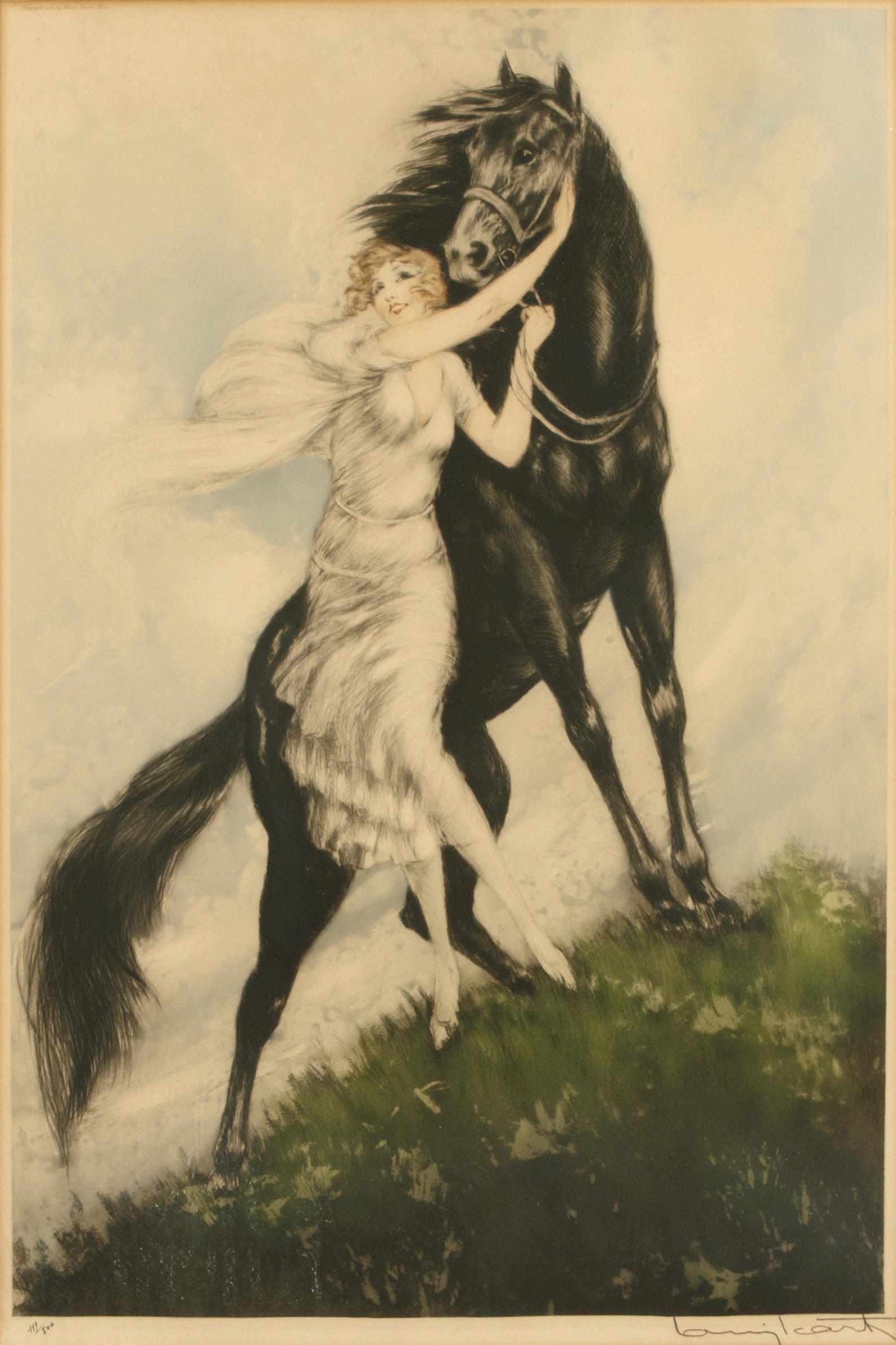 Appraisal: Louis Icart French - Youth H C I Etching and