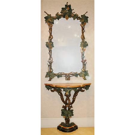 Appraisal: Art Nouveau Style Painted and Parcel Gilt Composition and Wood