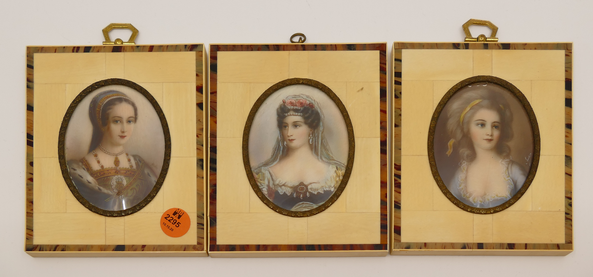 Appraisal: pc French Miniature Beauty Portraits Framed- x ''