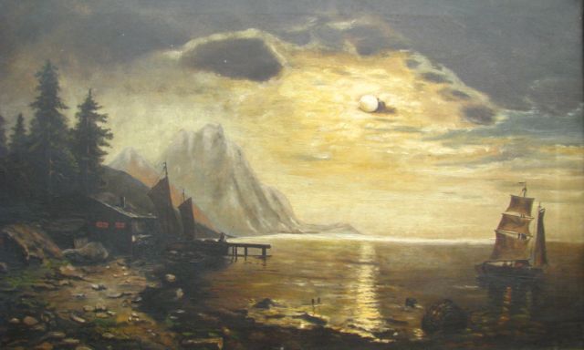 Appraisal: Vintage x oil on canvas unsigned Evening Storm European depiction