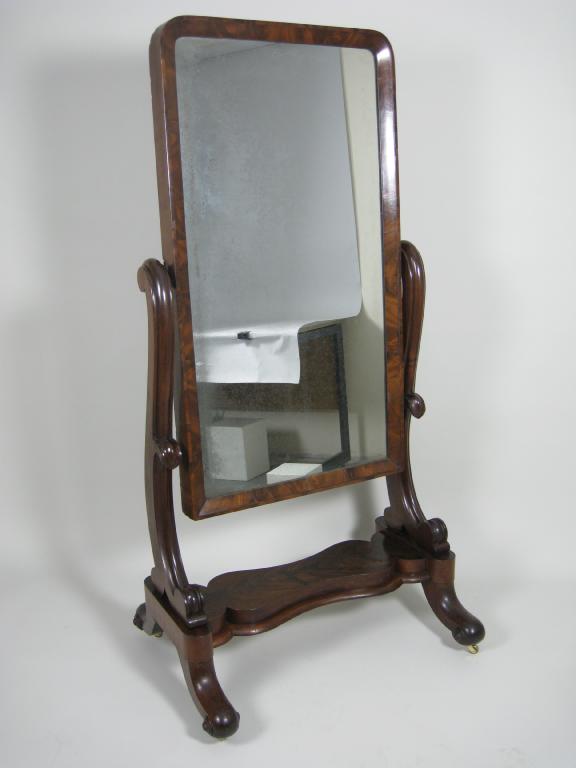 Appraisal: A Victorian mahogany Cheval Dressing Mirror having rectangular plate on