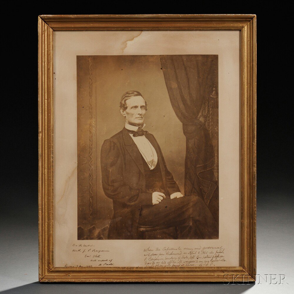 Appraisal: Portrait of Jefferson Davis c photographic portrait of Confederate President