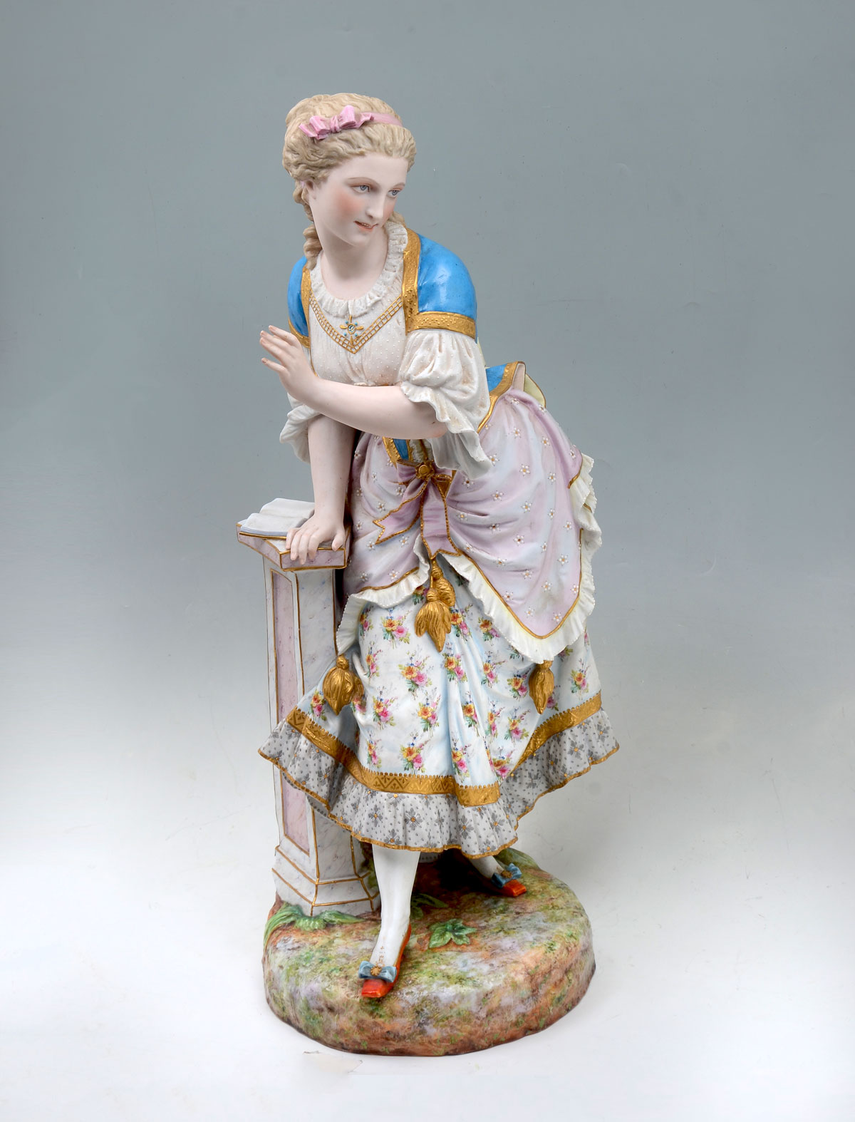 Appraisal: LARGE FRENCH NEOCLASSICAL CHELSEA BISQUE WOMAN French Chelsea statue of