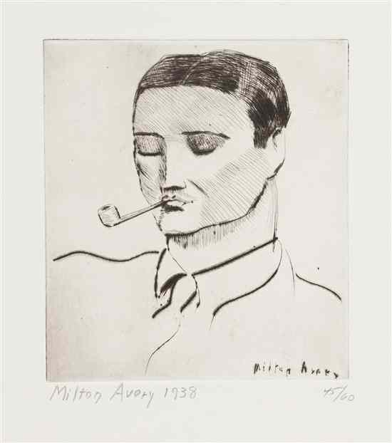 Appraisal: Milton Avery American - Man with Pipe drypoint signed Milton