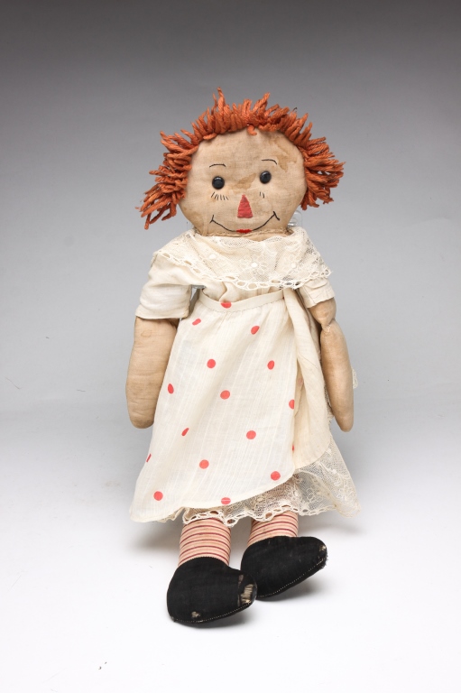 Appraisal: AMERICAN RAGGEDY ANN DOLL Second quarter th century Embroidered and