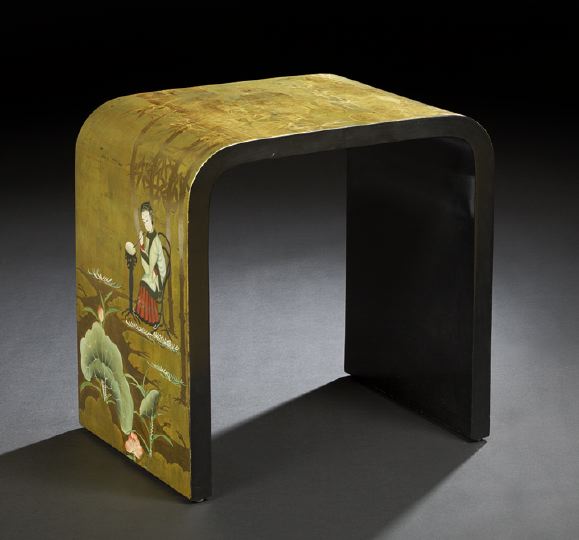 Appraisal: Chinese Modern Lacquered and Painted End Table th century the