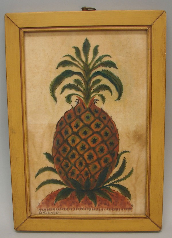 Appraisal: Pineapple painted on velvet x sight SLL D Ellinger