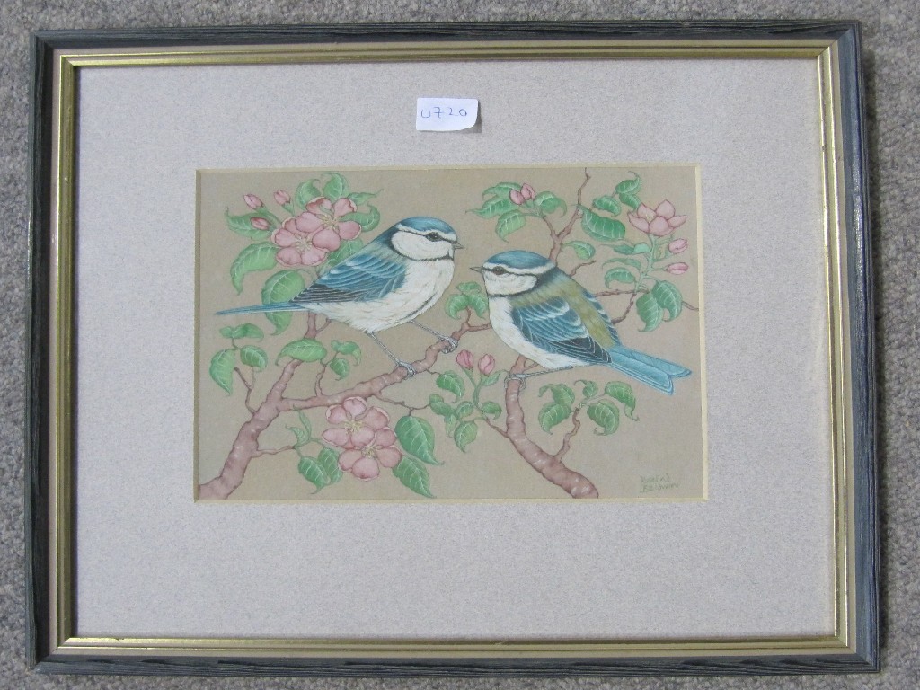 Appraisal: ROSALIND BALDWIN Watercolour 'Two Blue Tits' signed