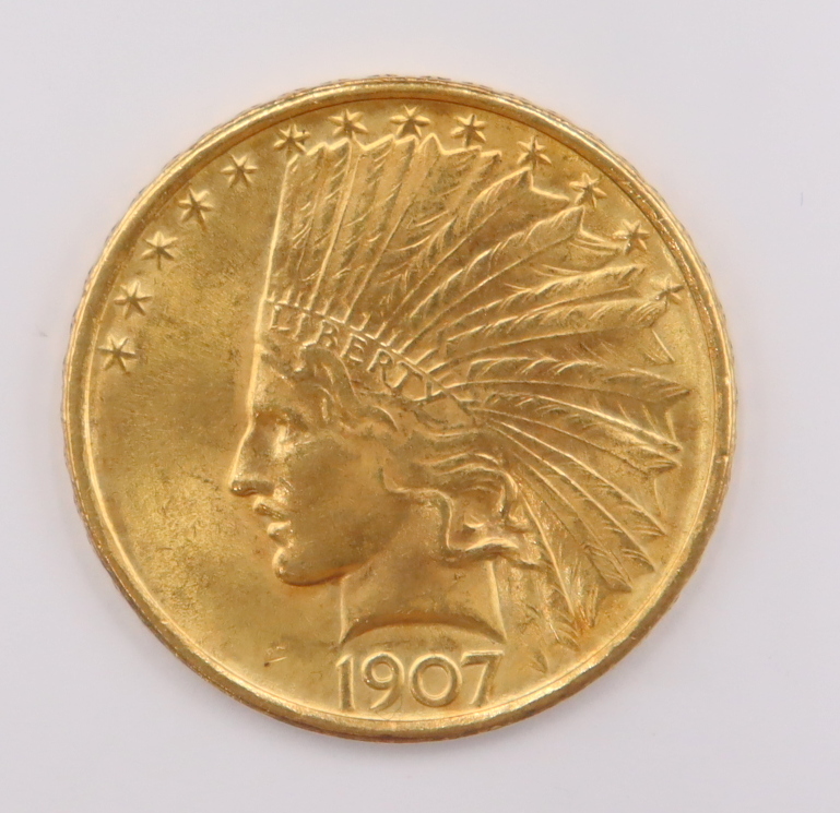 Appraisal: NUMISMATICS INDIAN HEAD EAGLE GOLD COIN A Philadelphia struck Indian