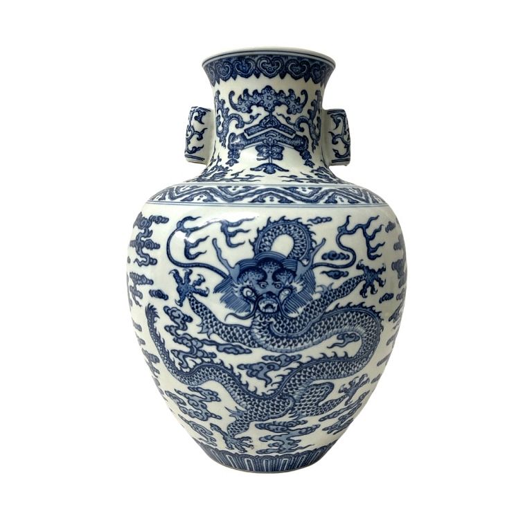 Appraisal: Hu style blue and white Chinese porcelain Five finger dragon