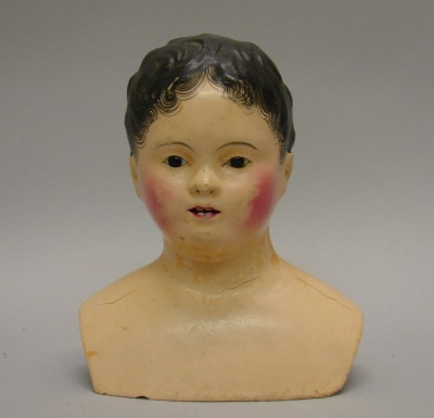 Appraisal: French-type shoulderhead glass eyes Papier mache shoulderhead only with molded