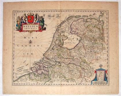 Appraisal: piece Hand-Colored Engraved Map Bleau Cornelius Belgica Foederata Amsterdam ca