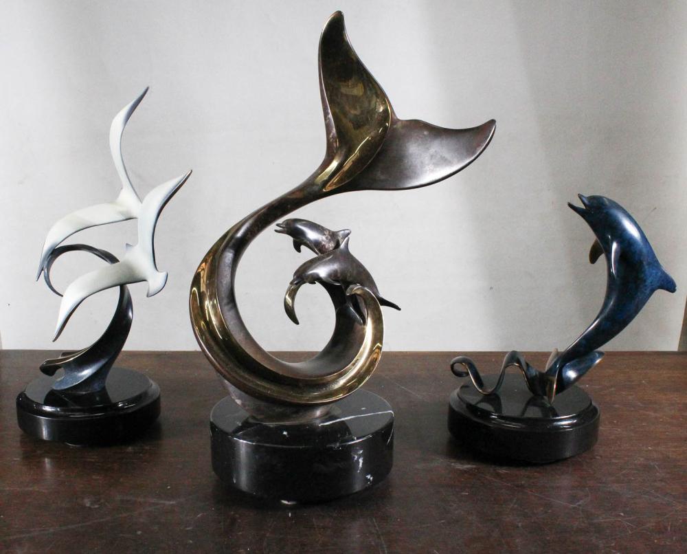 Appraisal: SCOTT HANSON Hawaii st century three bronze sculptures Whale of