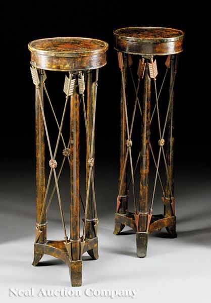 Appraisal: A Pair of Neoclassical-Style Paint-Decorated Pedestals early th c each