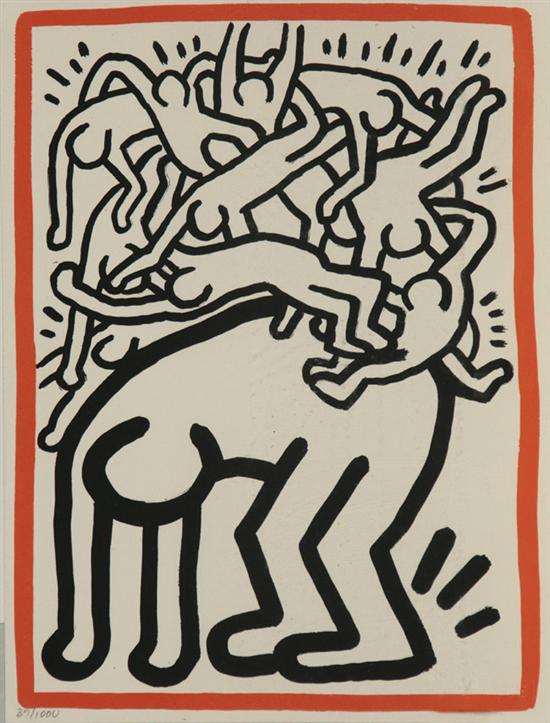 Appraisal: Keith Haring American - Fight AIDS Worldwide Lithograph in color