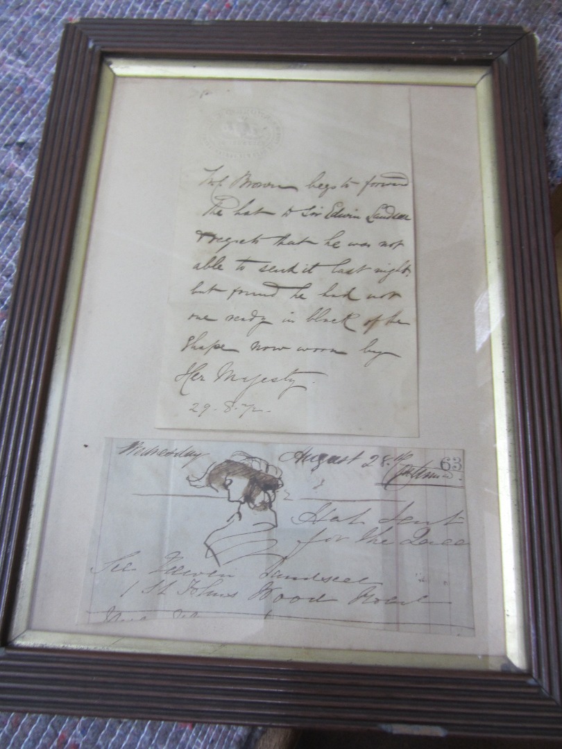 Appraisal: EDWIN LANDSEER - line ms note from W G Brown