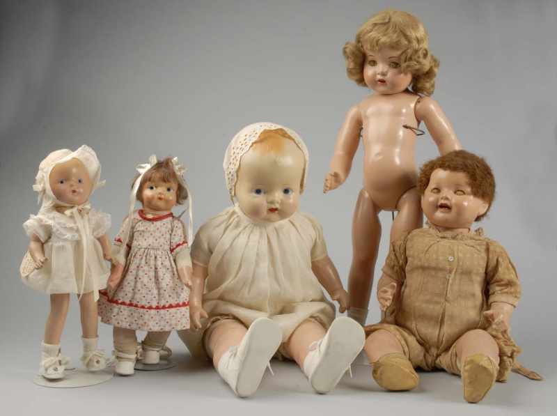 Appraisal: Lot of Composition Dolls Description Unmarked Toddler with composition shoulder