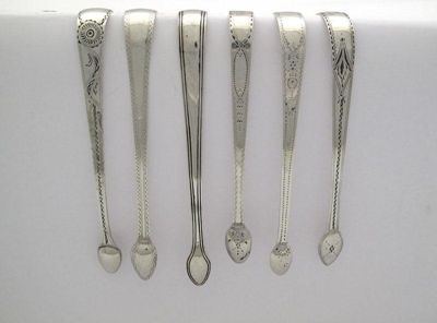 Appraisal: Five assorted pairs of silver bright-cut sugar tongs mixed maker's