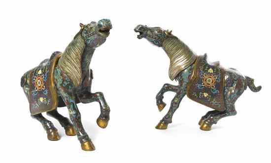 Appraisal: A Pair of Chinese Cloisonne Horses the animals depicted in