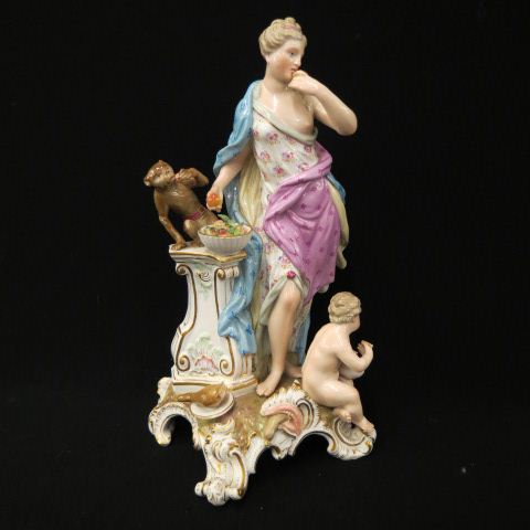 Appraisal: Meissen Porcelain Senses Figurine with Lady monkey and child all