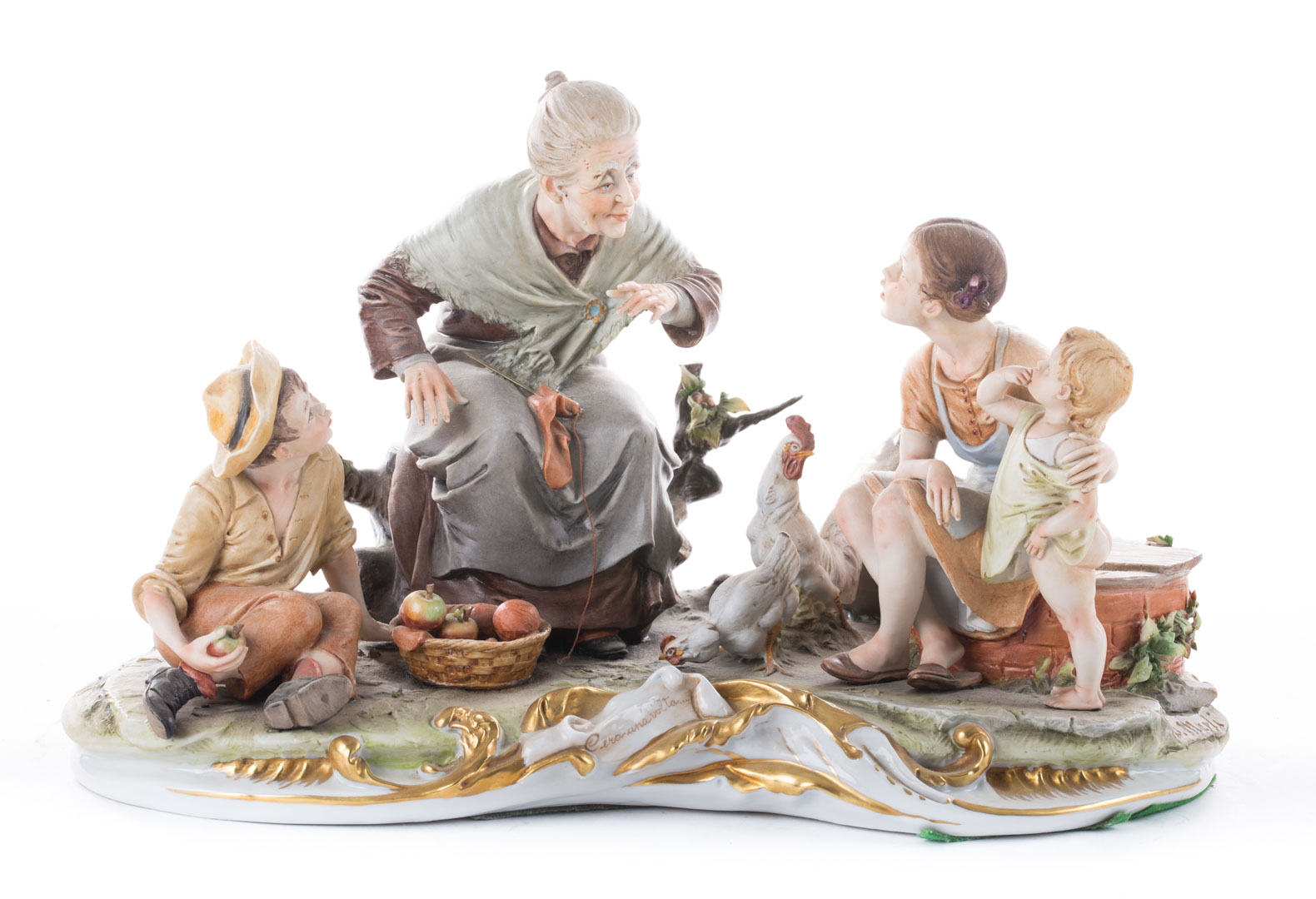 Appraisal: Capodimonte porcelain group of a peasant family by Bruno Merli