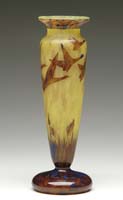 Appraisal: LE VERRE FRANCAIS VASE Blue and brown geese in flight