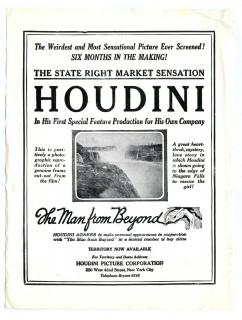 Appraisal: Houdini Harry The Man From Beyond Exhibitor Flyer New York