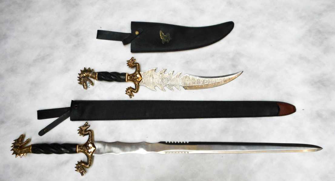 Appraisal: TWO FROST CUTLERY FANTASY BLADES the first having a double