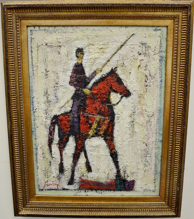 Appraisal: Nissan Engel B Hebrew Warrior Don Quixote oil on canvas