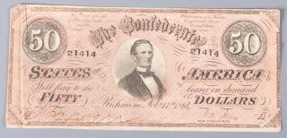 Appraisal: Confederate Bill Richmond VA This Confederate note has a picture