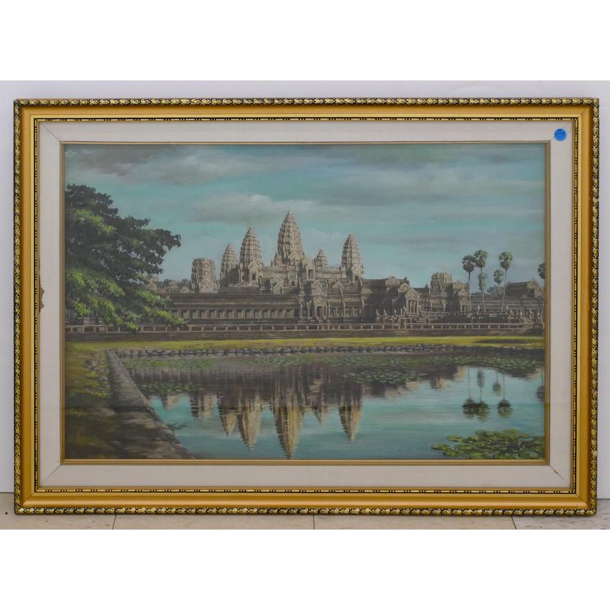 Appraisal: Angkor Wat Cambodia Oil Painting Framed ''x '' - Signed