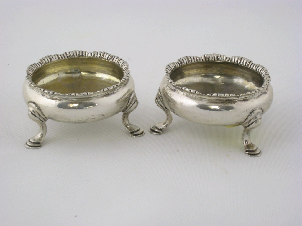 Appraisal: Pair of George II Cauldron Salts with shaped rims engraved