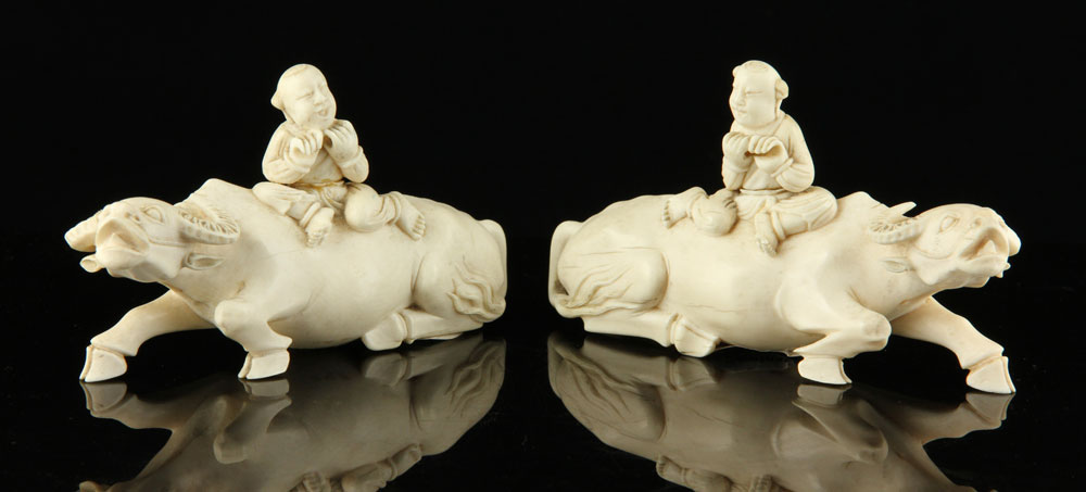 Appraisal: - th C Chinese Carved Figures th century Chinese pair