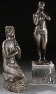 Appraisal: PAIR OF UKRANIAN BRONZE STATUES CIRCA ANTON PAVLOS UKRANIAN -