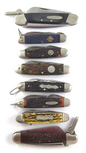 Appraisal: COLLECTION OF EIGHT COLLECTABLE KNIVES Robeson Scout No with bone