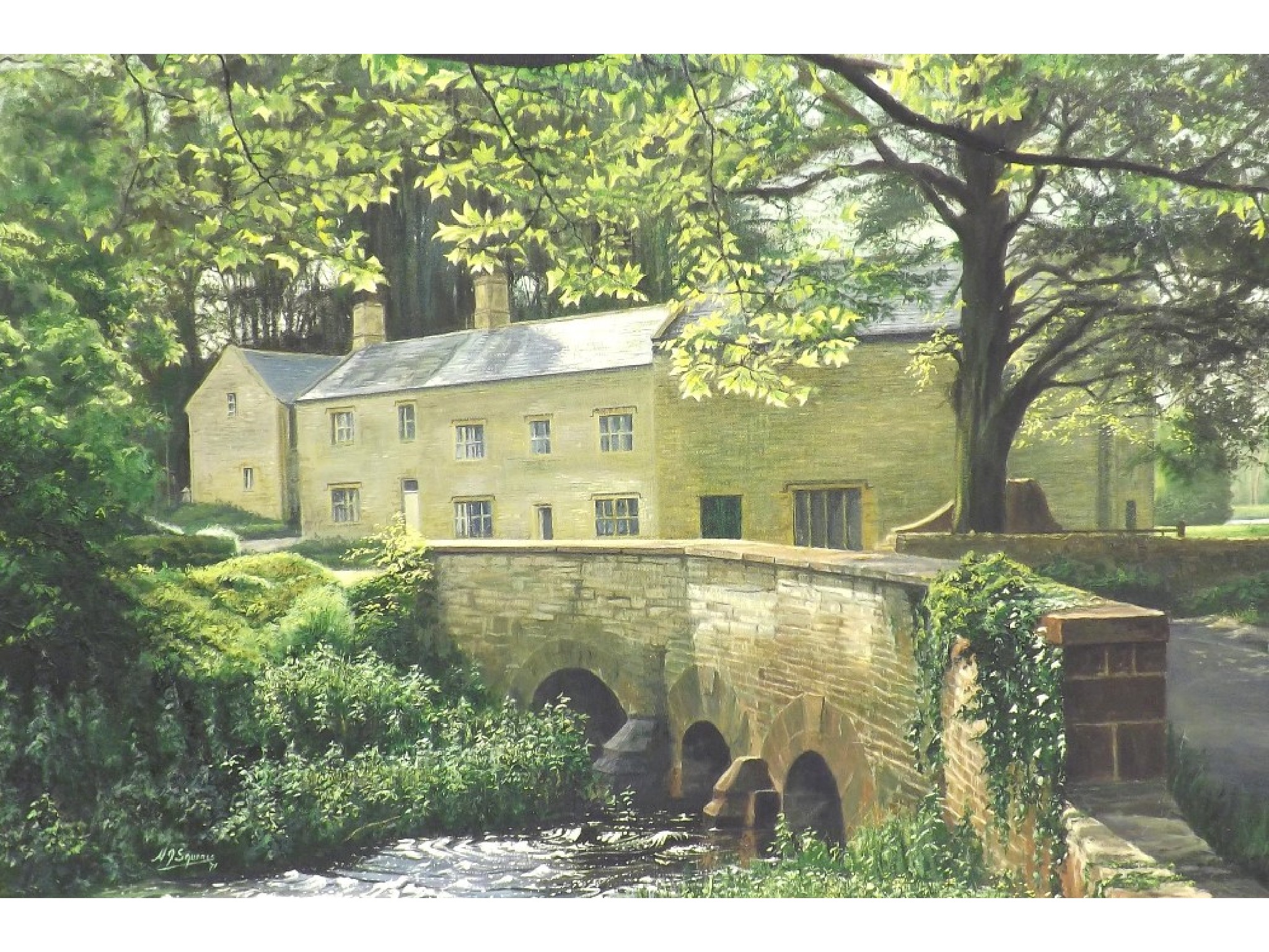 Appraisal: H J Squires th st century Contemporary - 'Cotswold Bridge