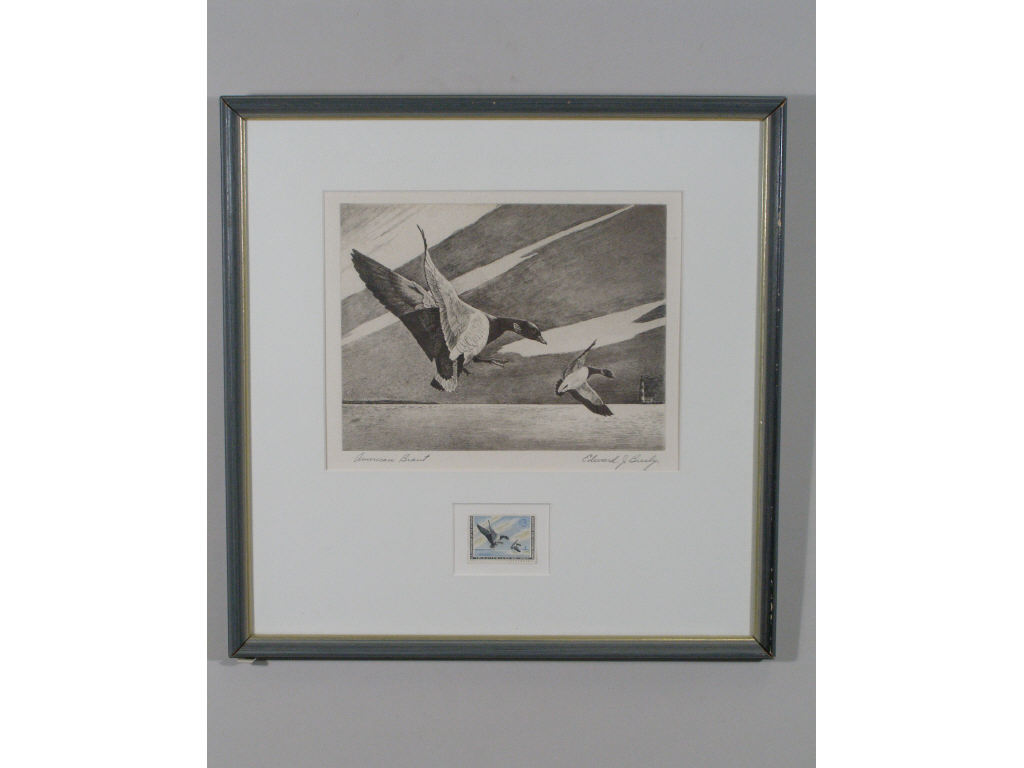 Appraisal: Federal Duck Stamp Print Stamp by E Bierly etching and