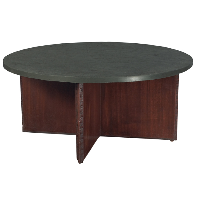 Appraisal: Frank Lloyd Wright table manufactured by Heritage Henredon circular slate