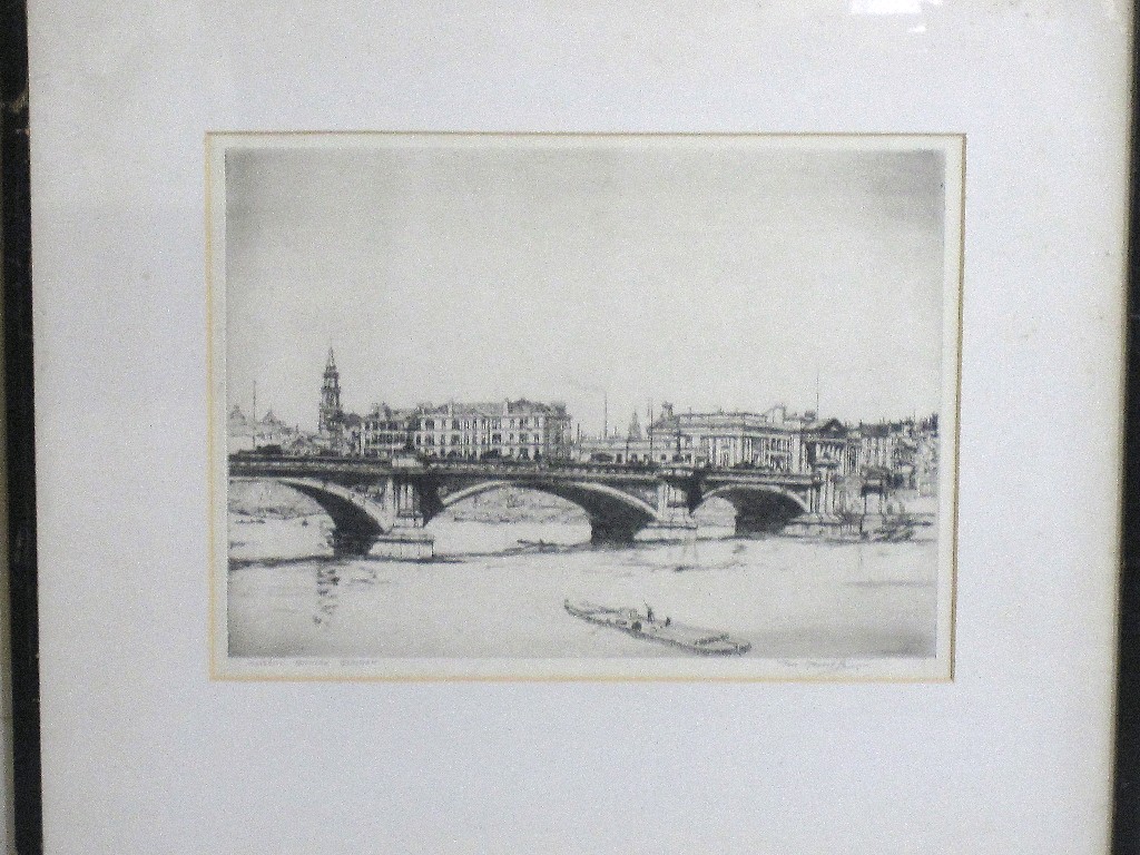 Appraisal: TOM MAXWELL Drypoint 'Albert Bridge Glasgow' signed and entitled in