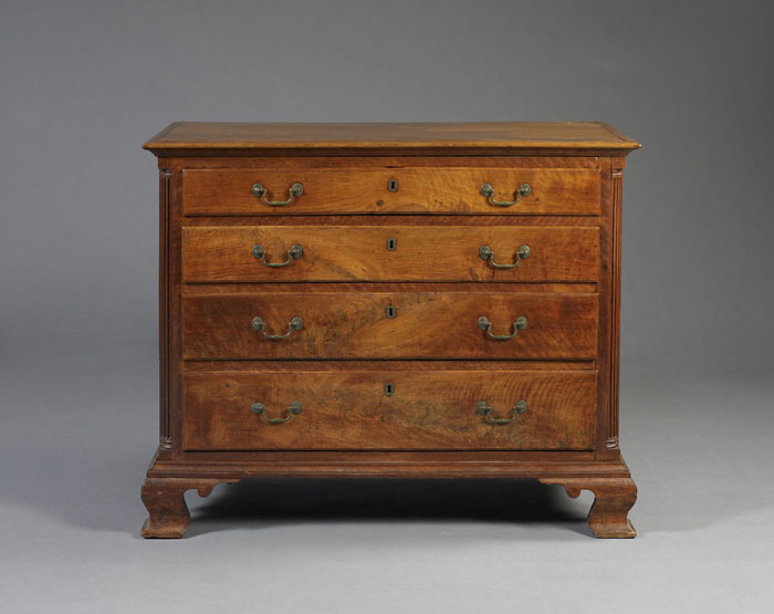 Appraisal: PENNSYLVANIA CHIPPENDALE WALNUT CHEST OF DRAWERS The rectangular top with